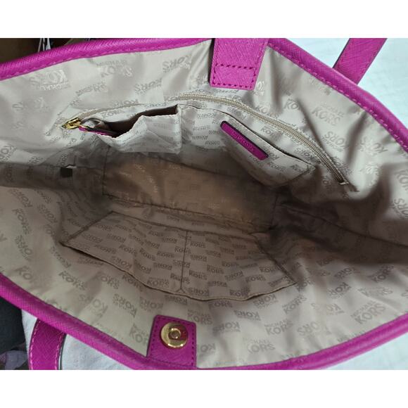 Michael Kors Leather Tote Bag Fuchsia Hot Pink Excellent Condition Barely Used - Picture 6 of 10